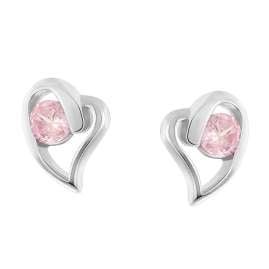 trendor 21404-09 Women's Stud Earrings 925 Silver Heart Cubic Zirconia Pink