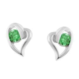 trendor AC8866-11 Women's Stud Earrings 925 Silver Heart Green
