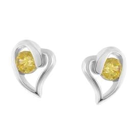 trendor 21404-13 Women's Earrings 925 Silver Heart Cubic Zirconia Yellow