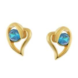 trendor 21412-05 Damen-Ohrstecker 925 Silber Vergoldet Herz Saphir-Blau