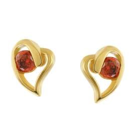 trendor 21412-07 Damen Ohrringe 925 Silber Vergoldet Herz Zirkonia Rot