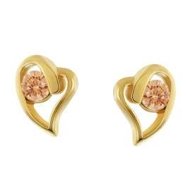 trendor 21412-10 Women's Stud Earrings 925 Silver Gold-Plated Heart Orange