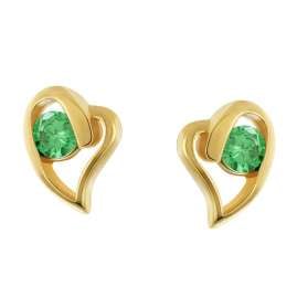 trendor 21412-11 Women's Stud Earrings 925 Silver Gold-Plated Heart Green