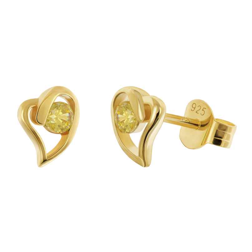 trendor 21412-13 Women's Earrings Silver Gold-Plated Cubic Zirconia Yellow 4262551214183