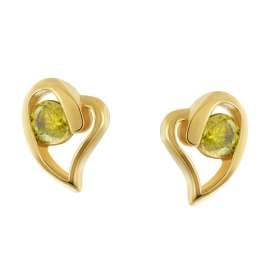 trendor 21412-19 Women's Stud Earrings 925 Silver Gold-Plated Heart Olive