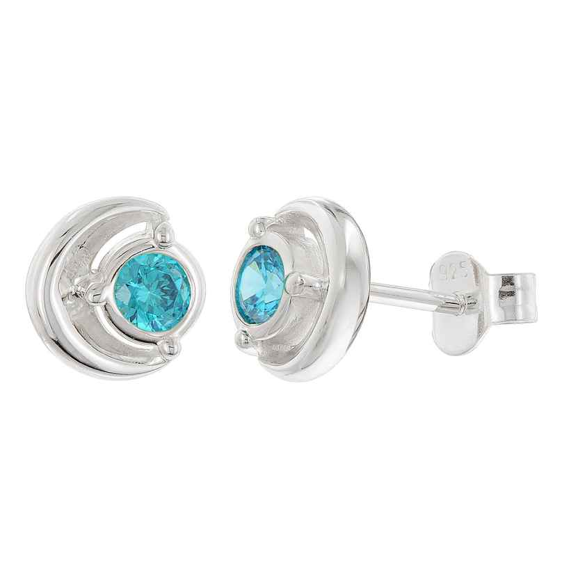 trendor 21422-04 Damen Ohrringe 925 Silber Ohrstecker Zirkonia London-Blau 4262551214220