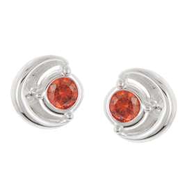 trendor 21422-07 Damen Ohrringe 925 Silber Ohrstecker Zirkonia Rot
