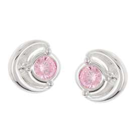 trendor 21422-09 Damen Ohrringe 925 Silber Ohrstecker Zirkonia Pink