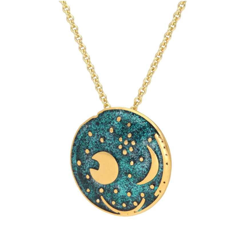 trendor 21454 Damenkette mit Himmelsscheibe von Nebra Silber grün/gold ⌀ 20 mm 4262551214541