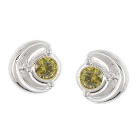 trendor 21422-19 Damen Ohrringe 925 Silber Ohrstecker Zirkonia Peridot-Grün