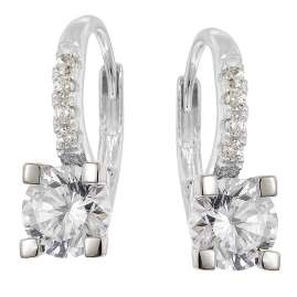 trendor 21354-01 Damen-Ohrringe 925 Silber Rhodiniert Creolen Zirkonia Weiß