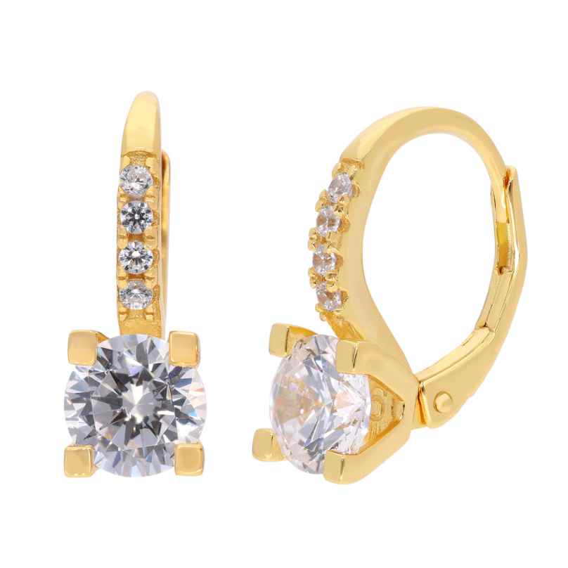 trendor 21356-01 Damen-Ohrringe 925 Silber Vergoldet Creolen Zirkonia Weiß 4262551213568