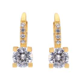 trendor 21356-01 Damen-Ohrringe 925 Silber Vergoldet Creolen Zirkonia Weiß
