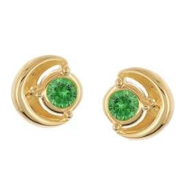 trendor 21430-11 Women's Earrings 925 Silver Gold-Plated Cubic Zirconia Green