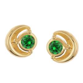 trendor 21430-12 Damen Ohrringe 925 Silber Vergoldet Zirkonia Arctic-Grün