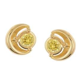 trendor 21430-13 Women's Stud Earrings 925 Silver Gold-Plated Yellow Stones