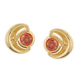 trendor 21430-16 Women's Earrings 925 Silver Gold-Plated Garnet Red Stones