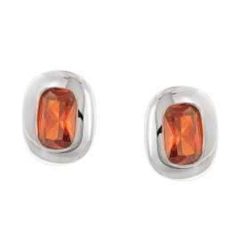 trendor 21440-10 Women's Stud Earrings 925 Silver Orange-Red Cubic Zirconia