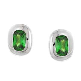 trendor 21440-11 Women's Stud Earrings Silver Emerald Green Cubic Zirconia