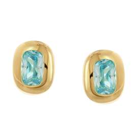 trendor 21446-02 Women's Stud Earrings Gold-Plated Silver Aquamarine Blue