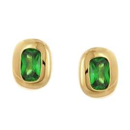 trendor 21446-11 Women's Stud Earrings Gold-Plated Silver Green Zirconia
