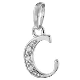 trendor 21240-C Halskette Mit Buchstaben C Anhänger 925 Silber Rhodiniert