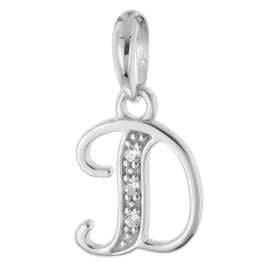 trendor 21240-D Halskette Mit Buchstaben D Anhänger 925 Silber Rhodiniert