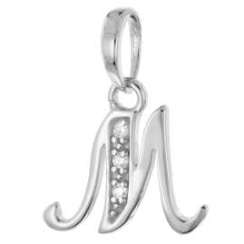 trendor 21240-M Halskette Mit Buchstaben M Anhänger 925 Silber Rhodiniert