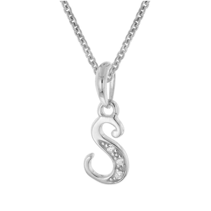 trendor 21240-S Halskette Mit Buchstaben S Anhänger 925 Silber Rhodiniert