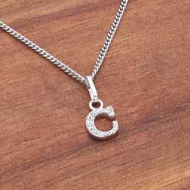 trendor 21270-C Letter C Pendant Rhodium Plated 925 Silver