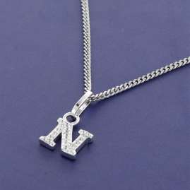 trendor 21270-N Letter N Pendant Rhodium Plated 925 Silver