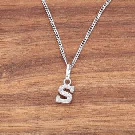 trendor 21270-S Letter S Pendant Rhodium Plated 925 Silver