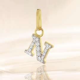 trendor 21284-N Buchstaben-Anhänger N 925 Silber Vergoldet