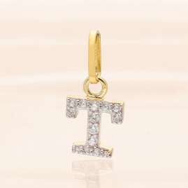 trendor 21284-T Buchstaben-Anhänger T 925 Silber Vergoldet