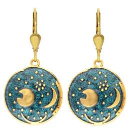 trendor 21548 Earrings Nebra Sky Disc 925 Sterling Silver Green/Gold ⌀ 18 mm
