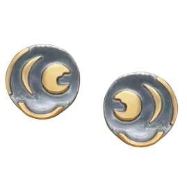 trendor 21546 Earrings Nebra Sky Disc 925 Sterling Silver Black/Gold ⌀ 10 mm