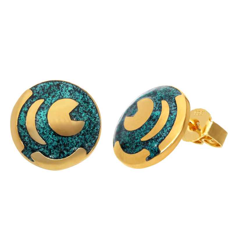 trendor 21545 Ohrringe Himmelsscheibe von Nebra 925 Silber grün/gold ⌀ 12 mm 4262551215456