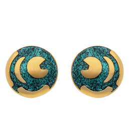 trendor 21545 Ohrringe Himmelsscheibe von Nebra 925 Silber grün/gold ⌀ 12 mm