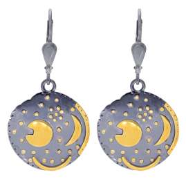 trendor 21547 Ohrringe Himmelsscheibe von Nebra 925 Silber schwarz/gold ⌀18 mm