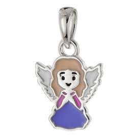 trendor 21550 Kinder-Halskette mit Engel-Anhänger 925 Silber Emailliert