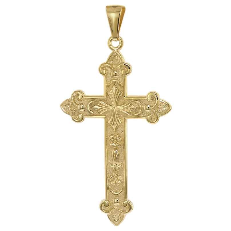 trendor 21660 Herren-Anhänger Orthodoxes Kreuz 925 Silber Vergoldet 54 x 29 mm 4262551216606