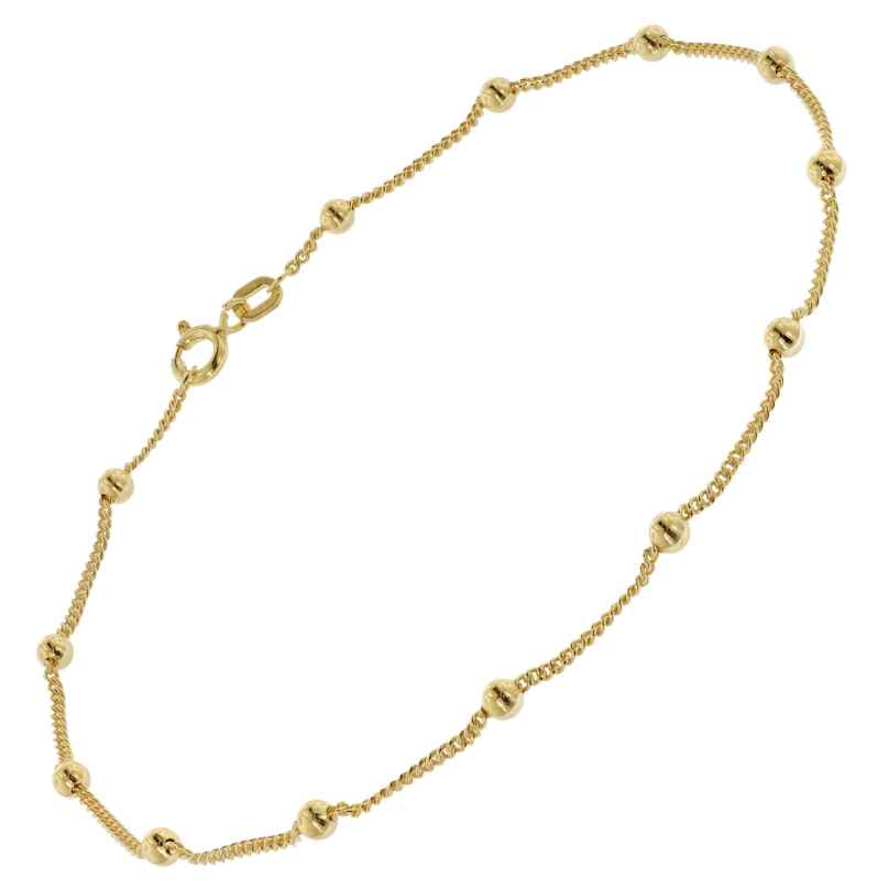 trendor 21662 Women's Anklet Gold Plated 925 Silver Ball Chain 25 cm 4262551216620