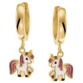 trendor 21618 Girls' Hoop Earrings with Unicorns Gold Plated Silver 925