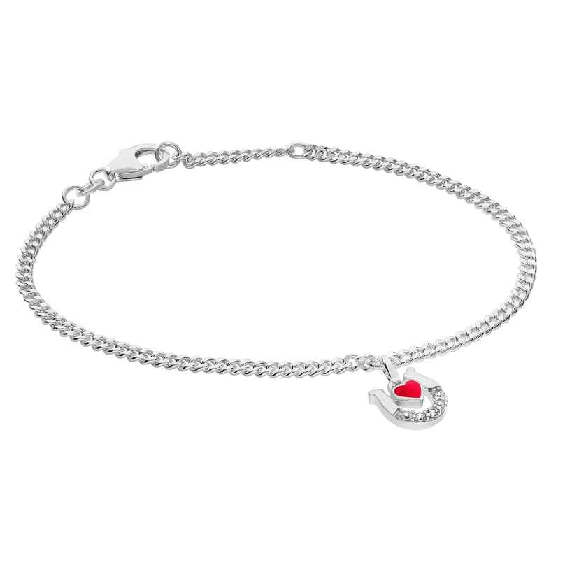trendor 21626 Mädchen-Armband mit Hufeisen/Herz 925 Silber Rhodiniert 4262551216262