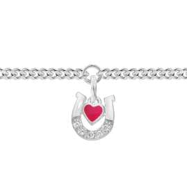trendor 21626 Girls' Bracelet with Horseshoe/Heart 925 Silver Rhodium-Plated