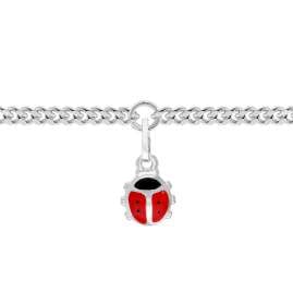 trendor 21575 Girls' Ladybug Charm Bracelet 925 Silver Rhodium Plated