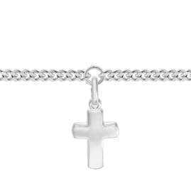 trendor 21580 Mädchen-Armband mit Kreuz 925 Silber Rhodiniert Panzerband
