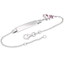 trendor 21629 Gravur-Armband für Kinder Einhorn 925 Silber Namensband 16/14 cm