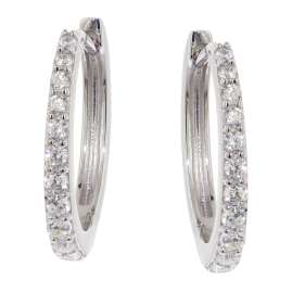 trendor 21693 Women's Earrings 925 Silver Huggies With Cubic Zirconia 14x13 mm