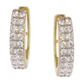 trendor 21695 Women's Earrings 333/8K Gold Hinged Hoops Cubic Zirconia 12 mm